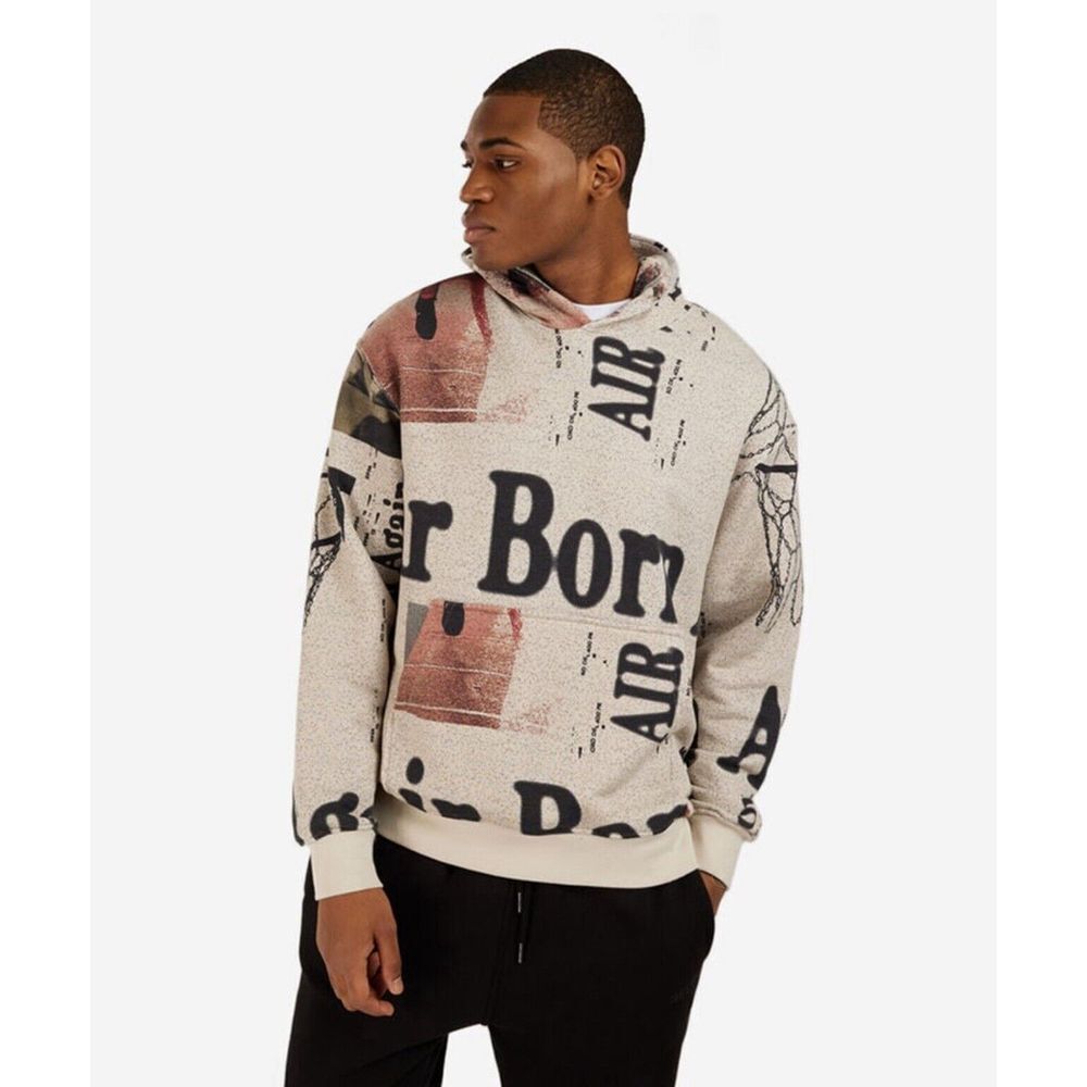 ✅Air Jordan AOP Heritage Knit Hoodie Pullover Men's SZ S Cream II FN6517-236